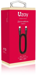 Кабель Uzay, USB Type-C m - USB Type-C m , 1.2м, 3A, черный [uz-12cc-c1809-9-bk]