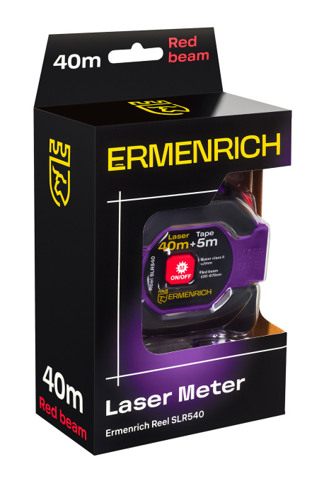 Рулетка с лазерным дальномером Ermenrich Reel SLR540, фиолетовый
