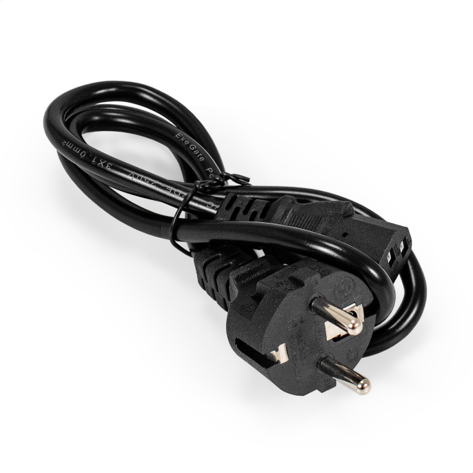 Кабель питания ExeGate Special PC-1S-Schuko->C13/3x0.5 (Евровилка EU/Тип F(Schuko) ->IEC 320 C13, 3*0.5mm2, CCA, черный, 1м) ES280992RUS