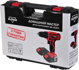 Дрель-шуруповерт Elitech ДА 162СЛ аккум. патрон:быстрозажимной кейс в комплекте E2201.016.01