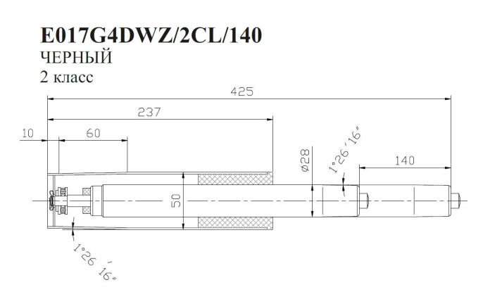 Газлифт Бюрократ E017 E017G4DWZ/2CL/140 черный для офис.кресла 50мм