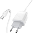 HOCO Зарядное устройство Hoco 18Вт, 3А, QC3.0, 1xUSB + кабель USB/Type-C, CS12A, белый, блистер (HC-03737)