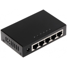 DAHUA DH-PFS3005-5GT 5-портовый гигабитный неуправляемый коммутатор, 5xRJ45 1Gb, коммутация 10 Гбит/с, MAC-таблица 2К, металл