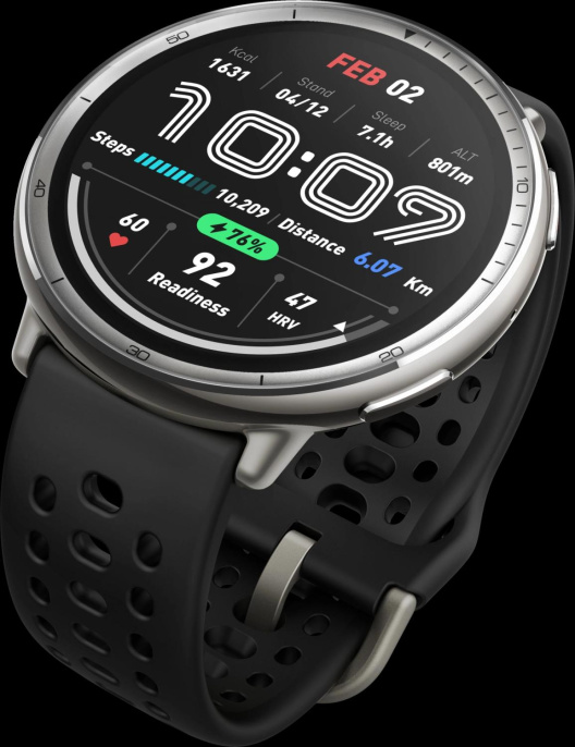 Смарт-часы AMAZFIT Active 2R A2437, 43.9мм, 1.32", черный/серебристый [6970100377712]