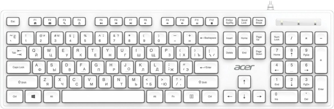 Клавиатура Acer OKW503 белый USB Multimedia (ZL.KBD11.00Q) кабель 1.8м