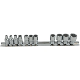 Набор головок 1/4", 12 гранные, дюймовые, на планке,11 шт. FORCE 21110