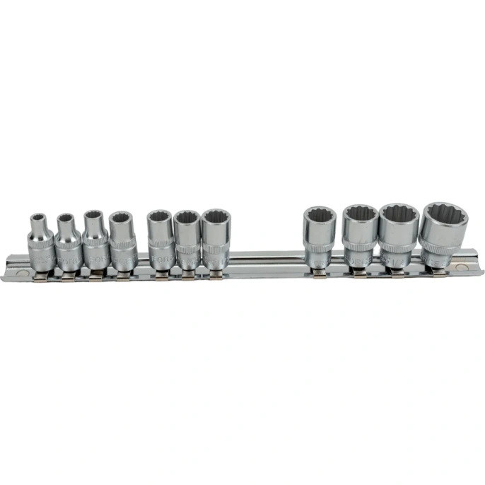 Набор головок 1/4", 12 гранные, дюймовые, на планке,11 шт. FORCE 21110