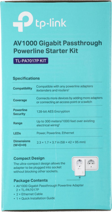 Сетевой адаптер HomePlug AV TP-Link TL-PA7017P KIT AV1000 Gigabit Ethernet (упак.:2шт)