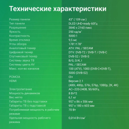 43" Телевизор Digma DM-LED43UBB40 4K Ultra HD, СМАРТ ТВ, Салют ТВ, черный