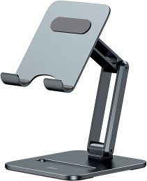 Подставка для планшета Baseus LUSZ000113 Desktop Biaxial Foldable Metal Stand, Grey (устройства от 5.4" до 7", регулируемый наклон, материал: алюминиевый сплав, силиконовые накладки)