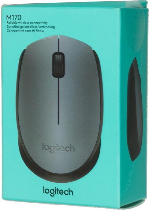 Мышь беспроводная Logitech M170, радио, оптическая, USB, 1000dpi, серый и черный [910-004646]