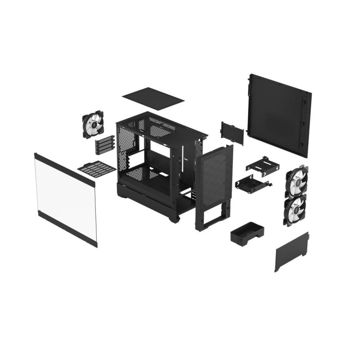 Корпус Case Fractal Design Pop Mini Air RGB TG Clear Tint, Mini-Tower, 3x120mm RGB, 2xUSB-A 3.2 mATX, mITX Black FD-C-POR1M-06