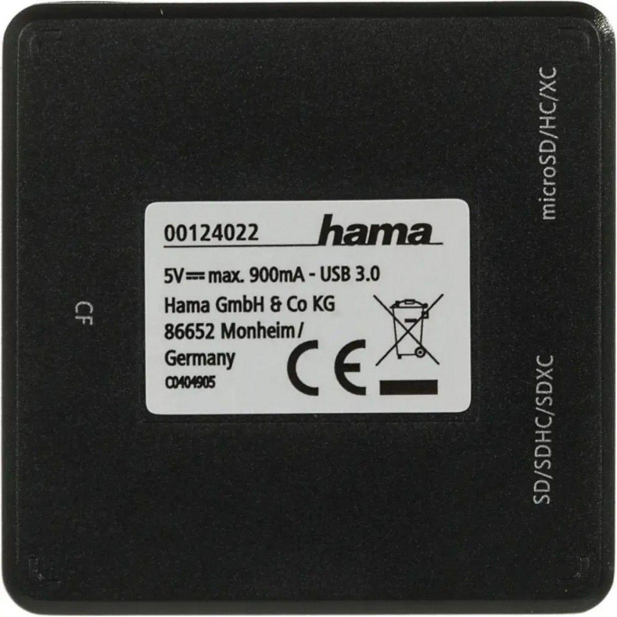 Картридер Hama Устройство чтения карт памяти USB3.0 Hama Multi H-124022 черный 00124022 305202