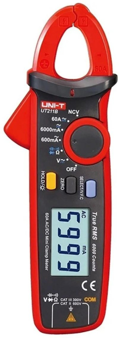 Клещи токоизмерительные Uni-T UT211B цифр. измер.ток:переменный/постоянный красный/черный