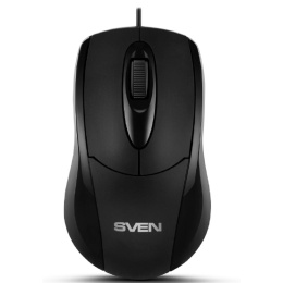 Мышь SVEN RX-110 USB чёрная 2+1кл. 1000DPI, цвет. картон, каб. 1,5м (SV-016692)