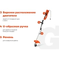 Электрический триммер Gigant с верхним положением двигателя 1,5 кВт, леска-нож GTOP-01