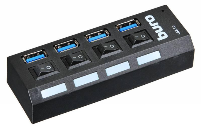 Хаб разветвитель Buro BU-HUB4-U3.0-L, черный